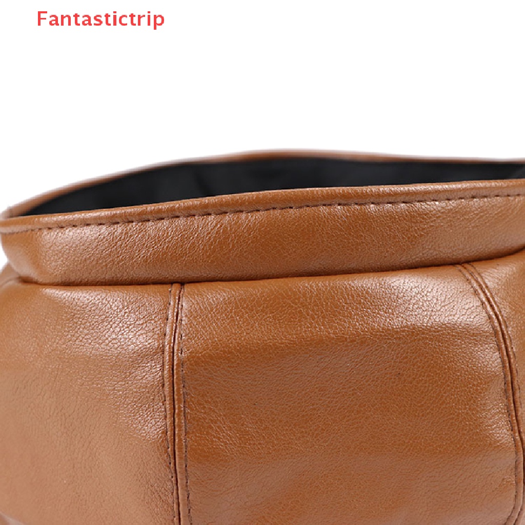 [Fantastictrip] Mũ Nồi Da PU Màu Đỏ / Trắng In Chữ Phong Cách Họa Sĩ Anh Quốc Cổ Điển Thời Trang Thu Đông Mới