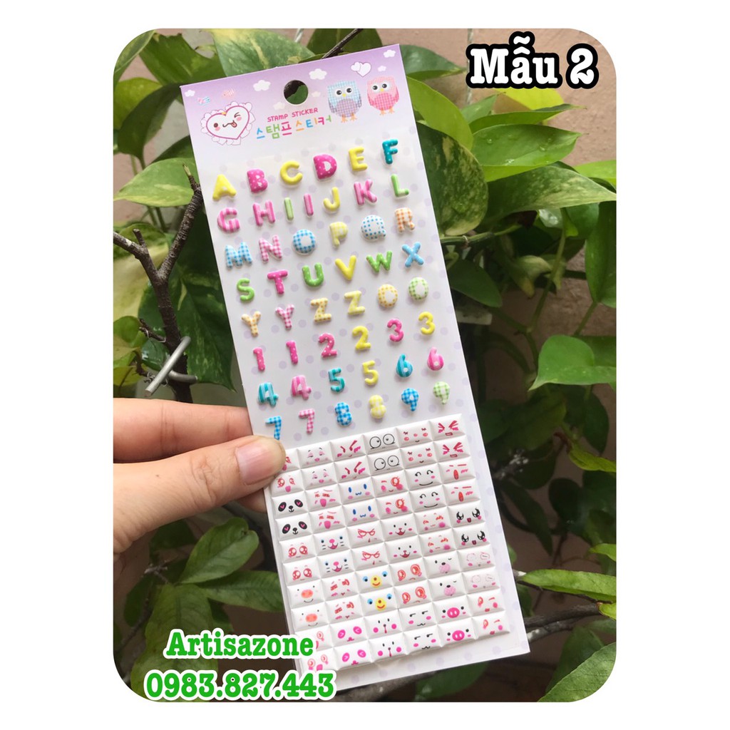 Sticker nổi cảm xúc kèm chữ, số -