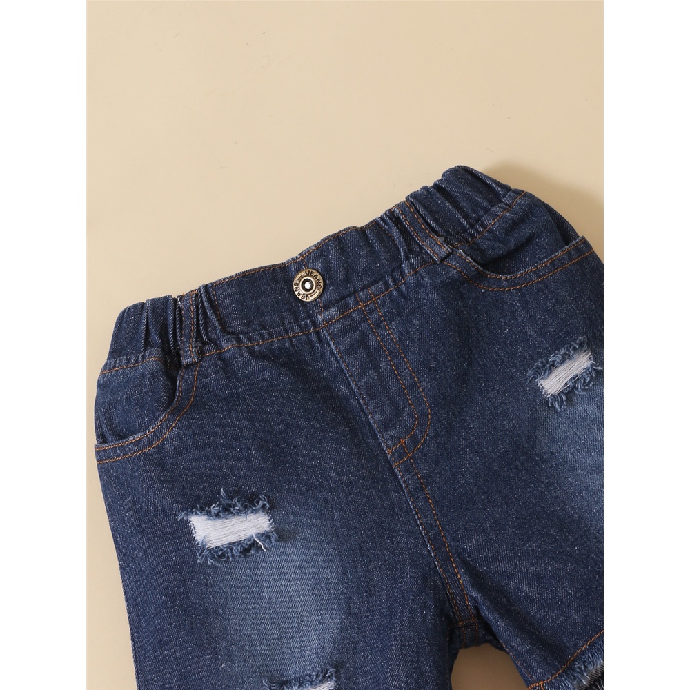 Set trang phục 2 món MIKRDOO gồm áo chấm bi và quần denim cùng băng đô cài đầu cho bé gái