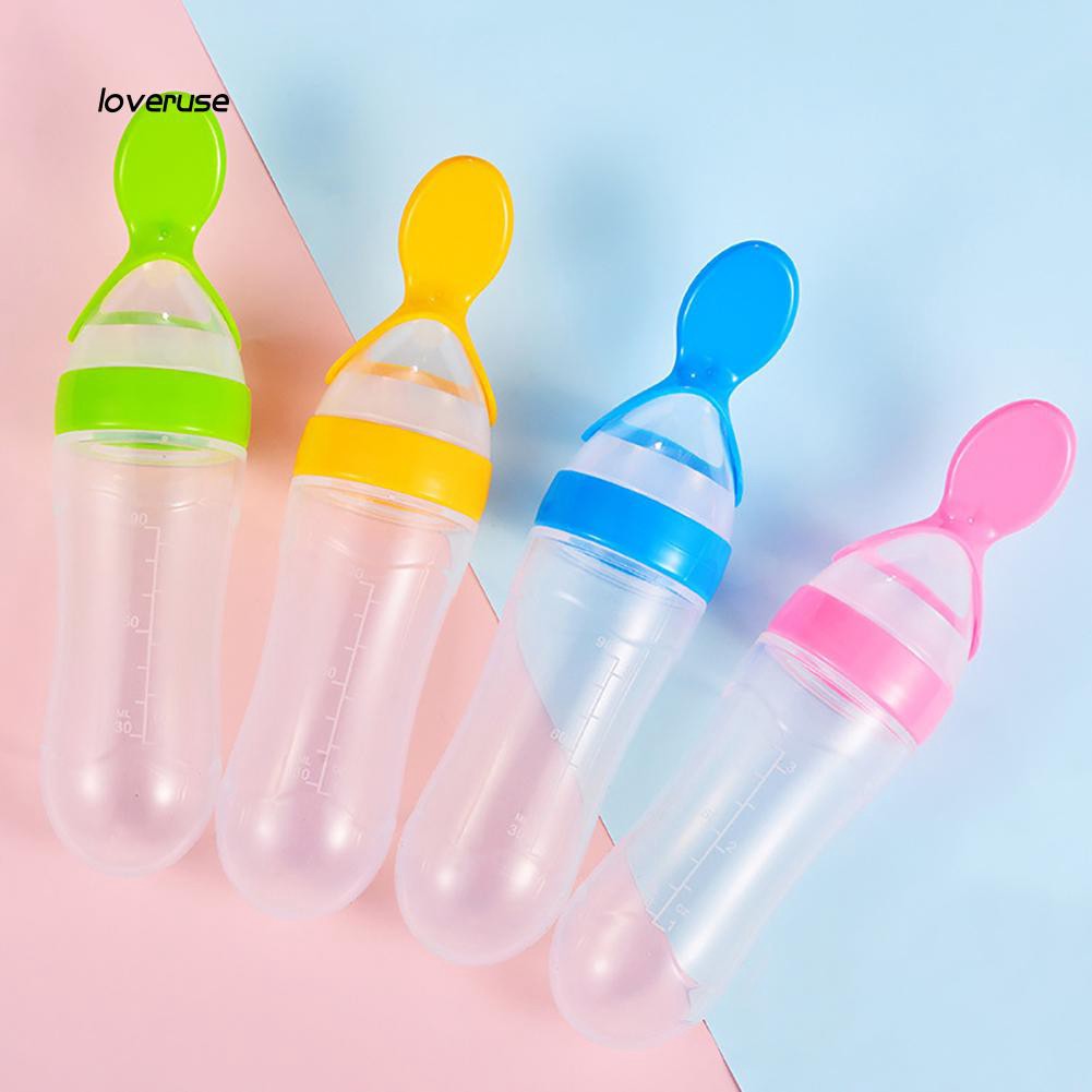Bình thìa ăn dặm bằng silicon mềm dung tích 90ml kích thước 5x20cm cho bé