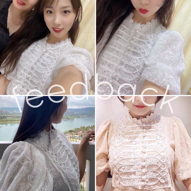 Áo sơ mi đan cúc tay bồng tiểu thư sang chảnh