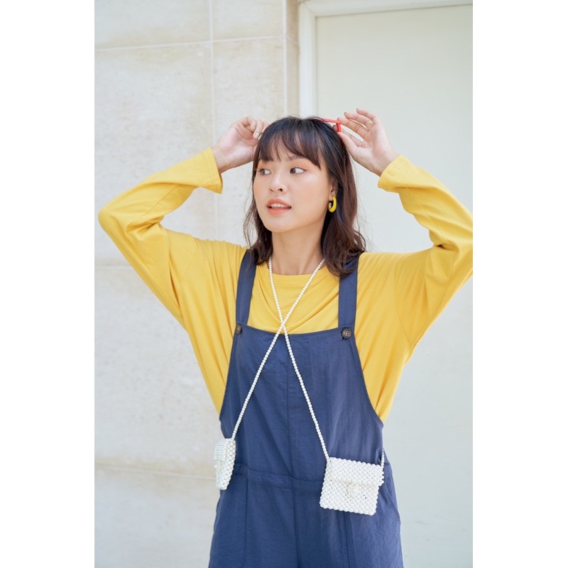 Set Yếm Ulzzang Style LONA xanh mix áo vàng KY002 | BigBuy360 - bigbuy360.vn