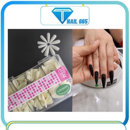 Móng up tay nail fom nhọn , Móng úp HSM nhọn chuẩn loại sịn hôp 500 móng dẻo