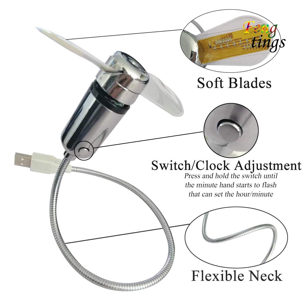 Quạt Làm Mát Mini USB Có Đèn LED Hiển Thị Nhiệt Độ Tiện Dụng