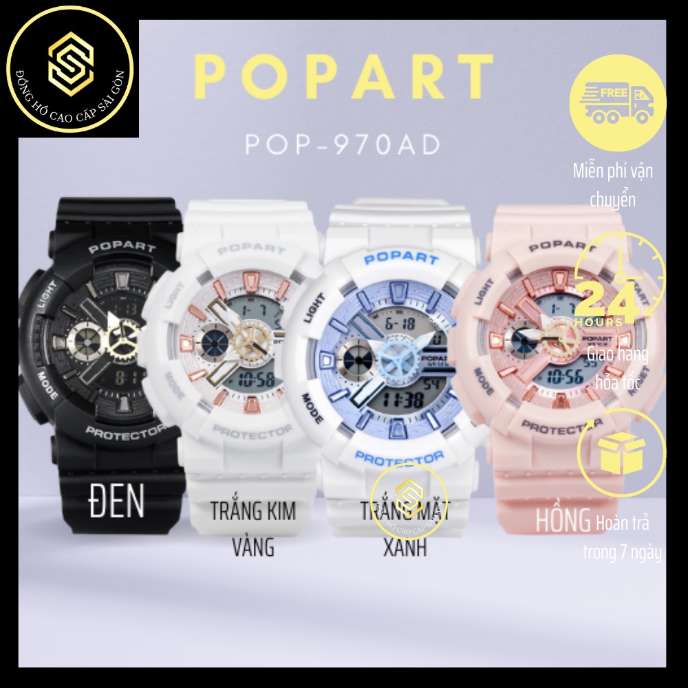Đồng hồ kim điện tử nữ popart pop-970AD , dây cao su