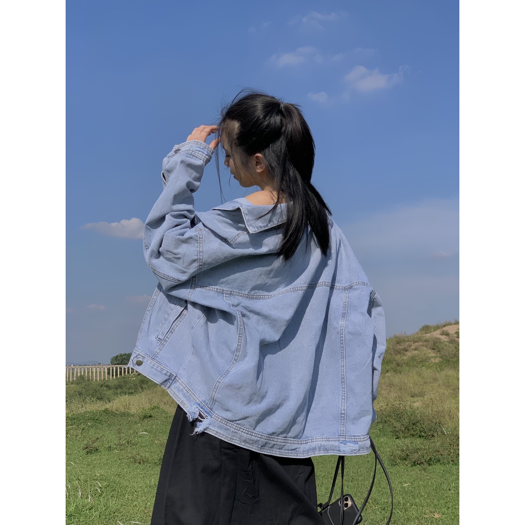 áo khoác jeans oversize rách JB119 LOLLIE STUDIO - Hàng nhập khẩu