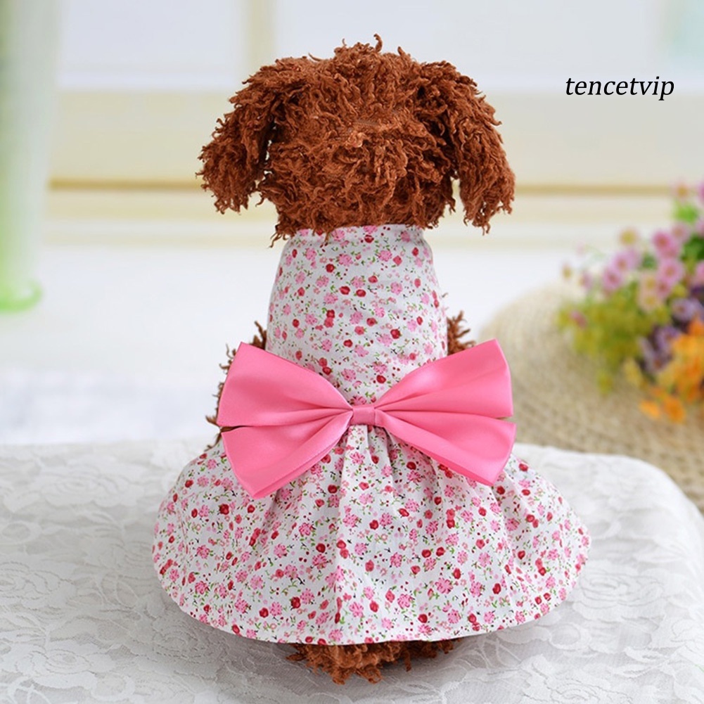 Đầm Mềm Mại In Hoa Đính Nơ Thời Trang Mùa Hè Cho Cún Cưng