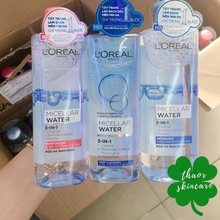 Nước tẩy trang cho mọi loại da Loreal 3in1 Micellar Water 400ml
