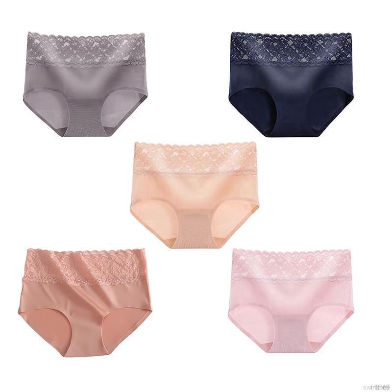 Women Beautiful Sweet Solid Color Lace High Elastic Waist Soft Briefs | WebRaoVat - webraovat.net.vn