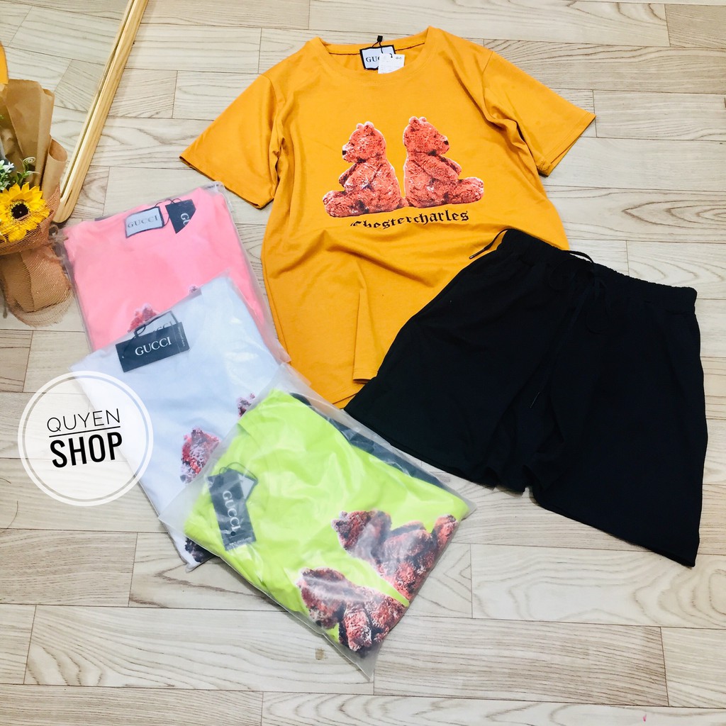 💛ĐỒ BỘ HÓT💛BỘ MẶC NHÀ NỮ COTTON IN HÌNH GẤU CỰC HOT🔥[FREESHIP XTRA]🔥[Ảnh+Video thật]💦