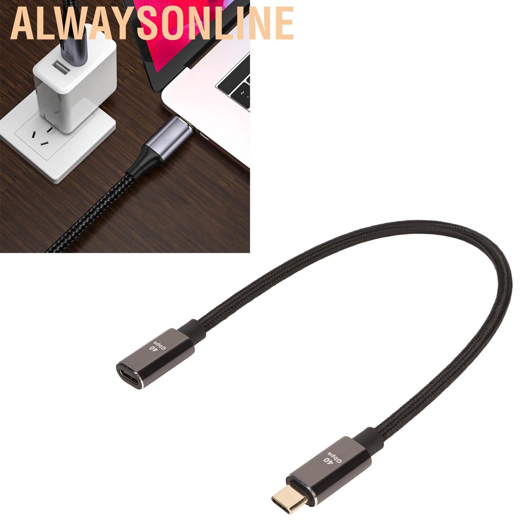 Alwaysonline USB C to Cable Type USB4.0 Data for Thunderbolt 4 PD100W Fast Charging 40Gbps 8K 60Hz Extension