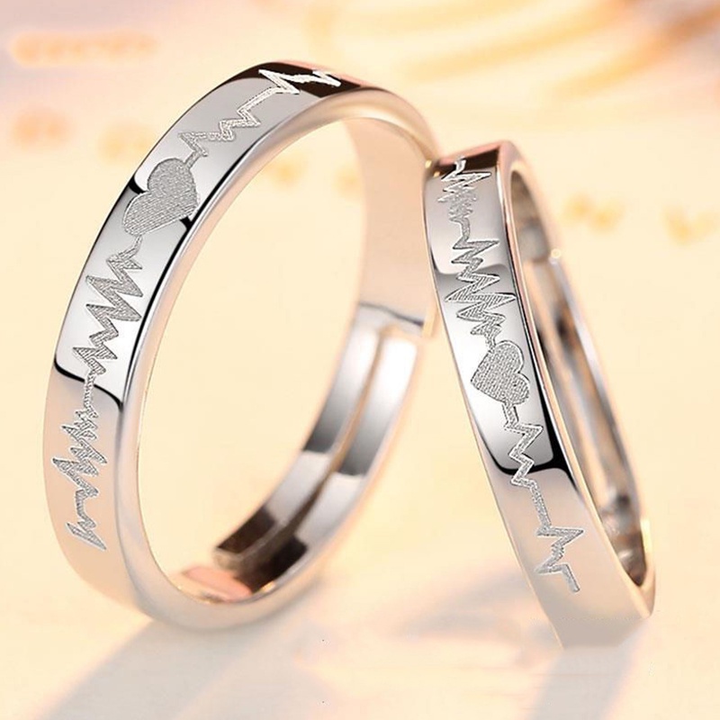 Vòng Tay Hở Hình Nhịp Tim Có Thể Điều Chỉnh Kích Cỡ