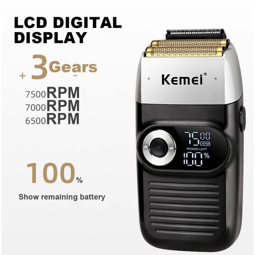 Máy Cạo Râu Khô Kemei Km 2026 - Siêu Sát Siêu Trắng - Màn Hình LCD Sang Trọng - Tặng Kèm Lưỡi Dao Phụ - Bảo Hành 12T