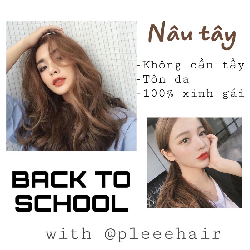 [KO CẦN TẨY TÓC] Thuốc nhuộm tóc màu NÂU TÂY +kèm oxy trợ dưỡng và găng tay