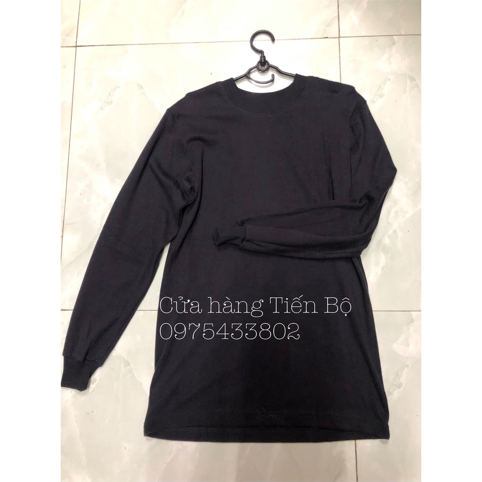 Bộ quần áo thun dài tay thu đông giữ ấm dành cho nam màu xanh đen