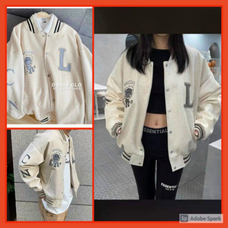 Áo Bomber Chữ L[FREESHIP]Áo Khoác Chất nỉ ngoại màu Nude cá tính Unisex