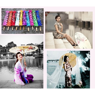 Dù cán gỗ Nhật Bản đạo cụ múa trang trí phong cách cổ trang Asam