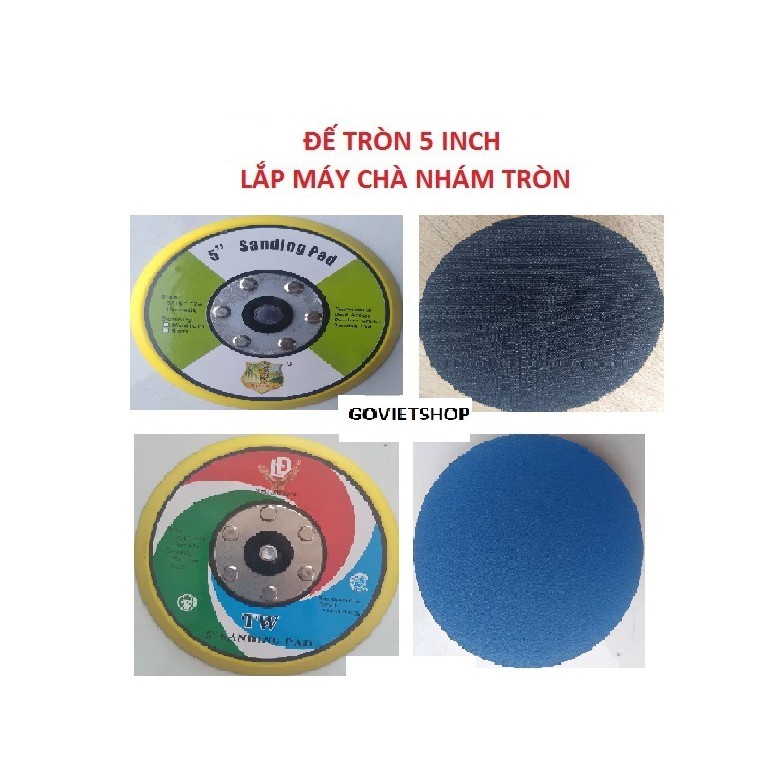 Đế chà nhám tròn 5inch cho máy mài, máy nhám tròn 5inch