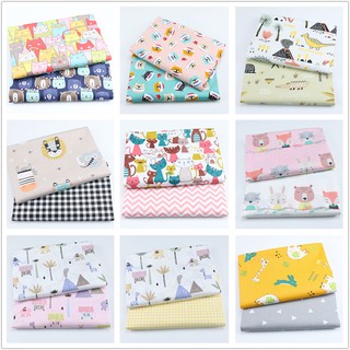 2 Chiếc Thiết Kế Động Vật Hoạt Hình Cotton Twill In Vải Cho DIY Bé Bộ Đồ Ngủ Trẻ Em Chắp Vá May Quilting Mỡ Khu Phố Vải Gói 50cm * 160cm Và 50cm * 80cm
