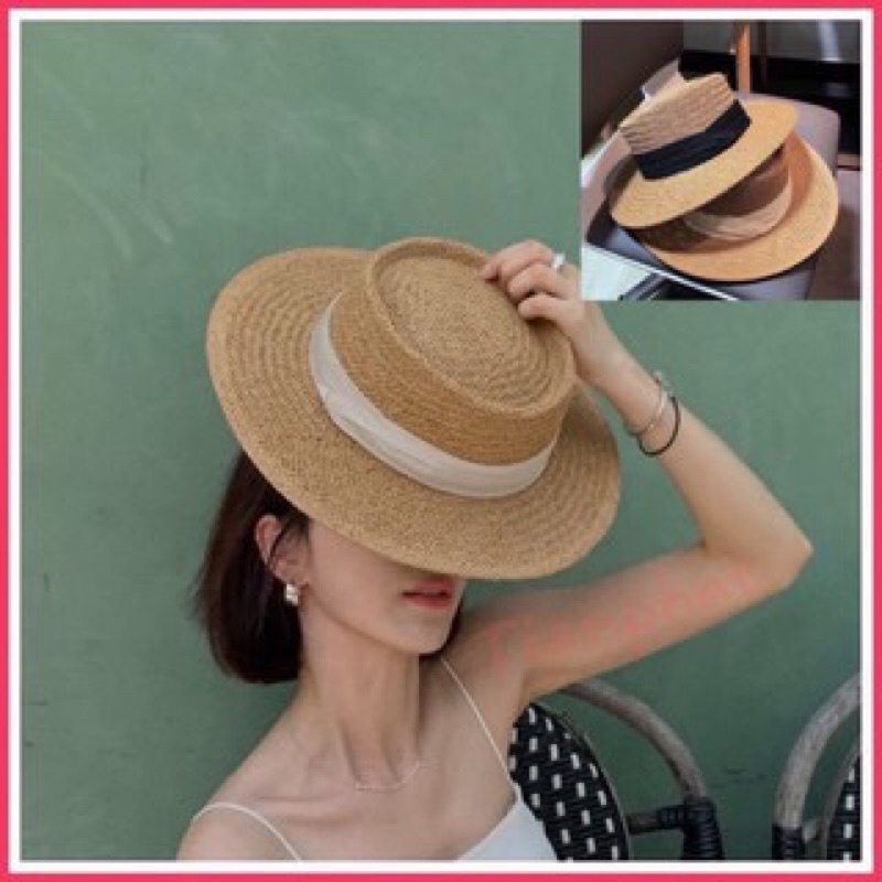 sp246 Mũ cói rộng vành tự nhiên cao cấp Gaucho đóng gói hộp to không bị hỏng form
