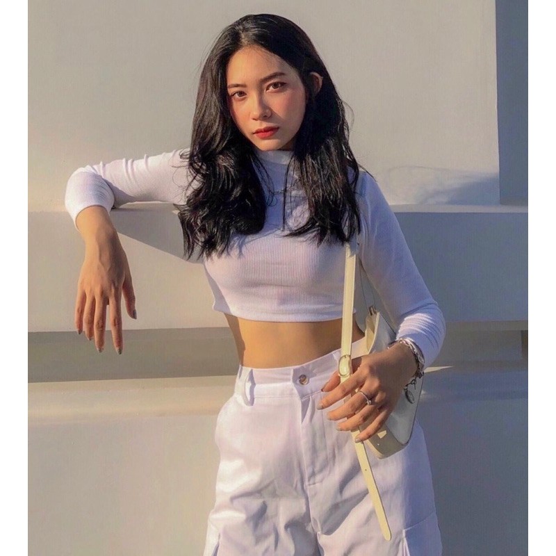 Áo croptop cổ lọ chất thun gân ( Video feedback ) | BigBuy360 - bigbuy360.vn