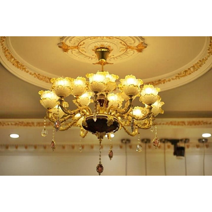 Đèn chùm trang trí phòng khách 15 bóng phong cách Châu Âu hiện đại_tặng kèm 15 bóng đèn led cao cấp