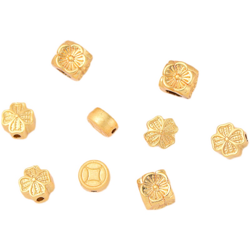 Bộ 10 Hạt Xỏ Lỗ Vuông Màu Vàng 18K Dùng Làm Vòng Tay/Trang Sức diy