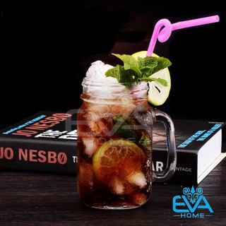 Ly Quai Thuỷ Tinh Trơn Thân Vuông Đựng Trà Sữa Lớn 650 Ml Kèm Nắp Đậy Kín Hoặc Nắp Có Lỗ Cắm Ống Hút M1114