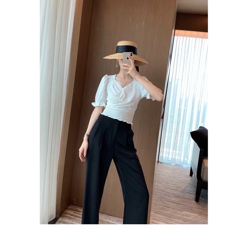 Quần tây lưng cao ống rộng màu TRẮNG KEM, đen, xanh cổ vịt, đỏ đô, nâu đậm, be, vải không nhăn dài 105cm - mã N1