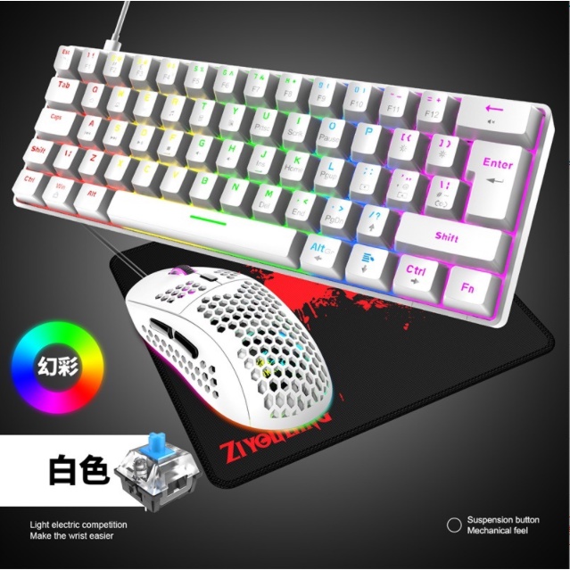 [Mã 33ELSALE hoàn 7% đơn 300K] Combo chuột + bàn phím chơi game cơ T60 Blue Switch 62 phím Bàn phím có dây USB