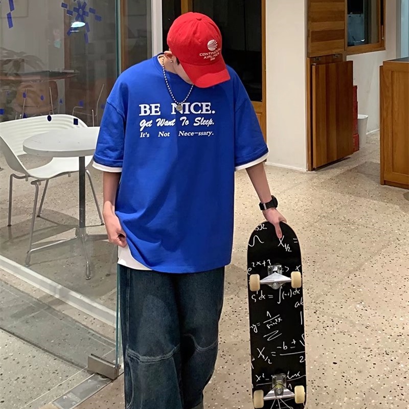 Áo Thun Tay Ngắn Dáng Rộng In Chữ Phong Cách Hip Hop Hàn Quốc Thời Trang Mùa Hè Cho Nam Size M-5XL