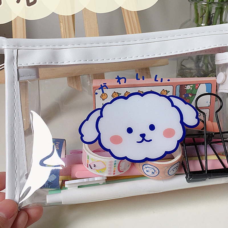 Túi đựng bút trong suốt họa tiết hoạt hình đáng yêu đa dụng