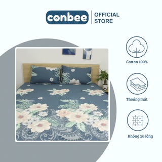 Ga giường Cotton 100% 1m6x2m 1m8x2m Conbee, ga trải giường bo drap giường ra giường vải thoáng mát, không xù lông