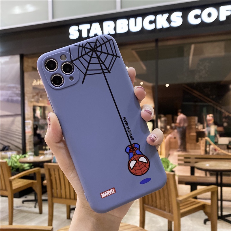 Dễ Thương Ốp Điện Thoại Silicon Họa Tiết spiderman Mặt Nhám Chống Rơi Cho iphone 13 12 11 pro max x xr xs 7 8 plus se 2020