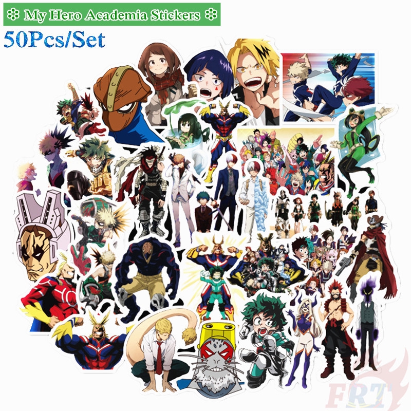 Bộ 50 miếng dán hình nhân vật Midoriya Izuku Bakugou Katsuki Todoroki Shoto trong anime My Hero Academia - Series 03