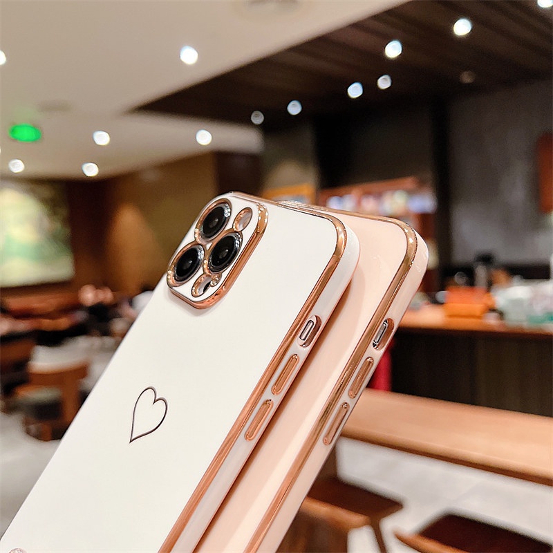 Ốp Lưng Mạ Trái Tim Nhiều Mẫu Mã Cho Điện Thoại iPhone 13 Pro Max 12 11 Pro Max