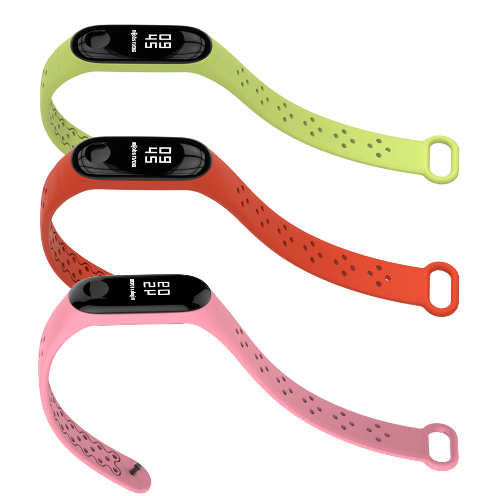 Dây Đeo Thay Thế Chất Liệu Silicon Màu Trơn Cho Xiaomi Mi Band 3 4 3