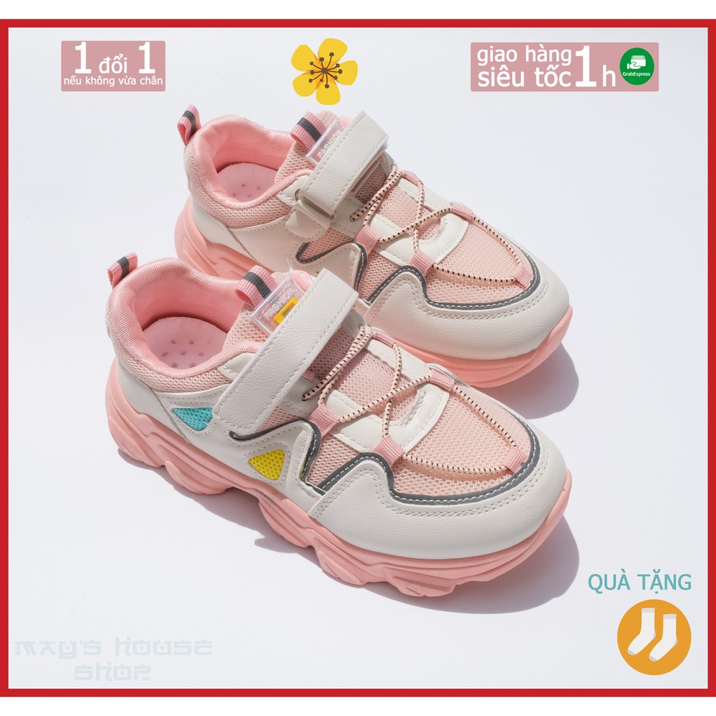 Giày thể thao trẻ em màu hồng, giày Sneakers phản quang cho bé - May House Shop