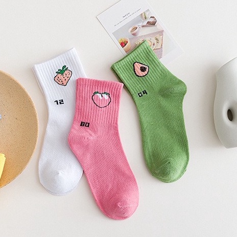 Vớ Cotton Đa Dạng Mẫu Mã - Tất Nữ Mùa Đông Mang Ấm Cho Chân Hình Trái Cây Nhiều Màu Sắc