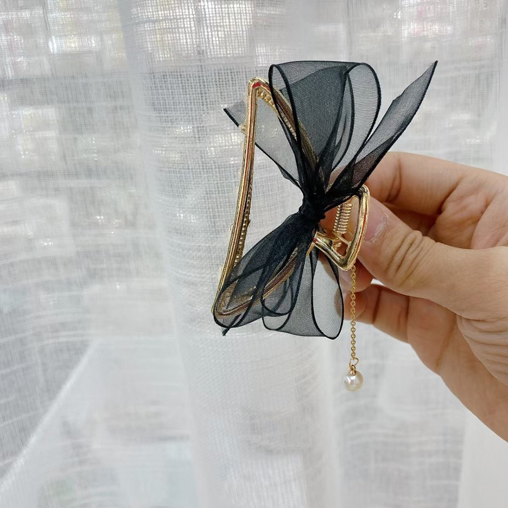 Kẹp Tóc Hình Nơ Bằng Kim Loại Phối Ren Thời Trang Hàn Quốc Cổ Điển Dành Cho Nữ