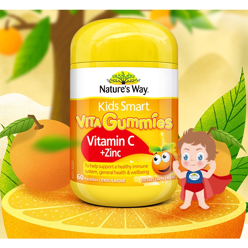 Kẹo Kẽm Vitamin Nature's Way Kids Smart Gummies Vitamin C + Zinc