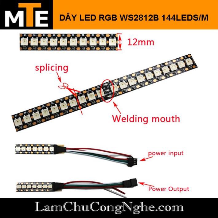 Mới! Dây led đổi màu RGB WS2812B 5V 144 Led 1 mét