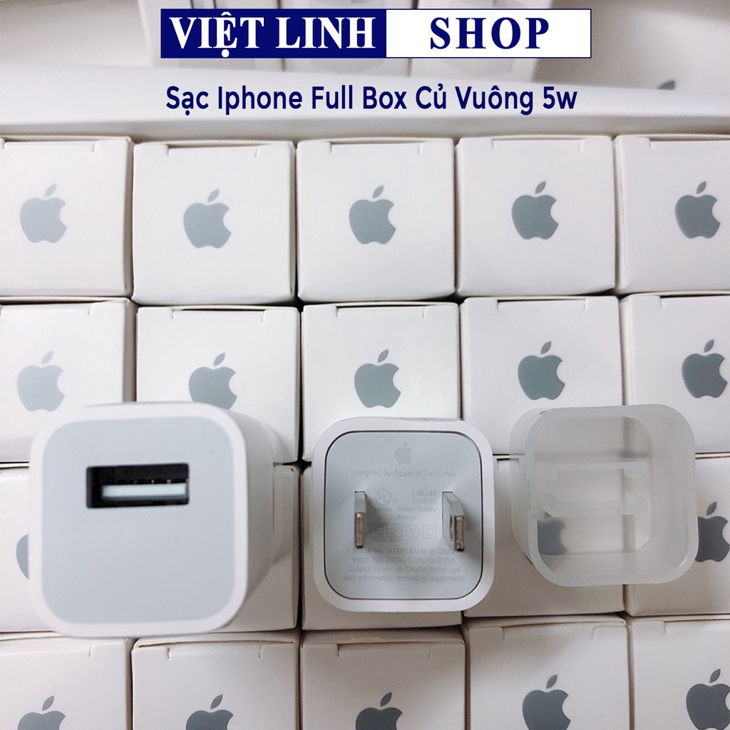 Sạc nhanh iPhone, củ sạc vuông zin bóc máy 5w, hàng full box, cam kết hàng chính hãng, bảo hàng 12 tháng