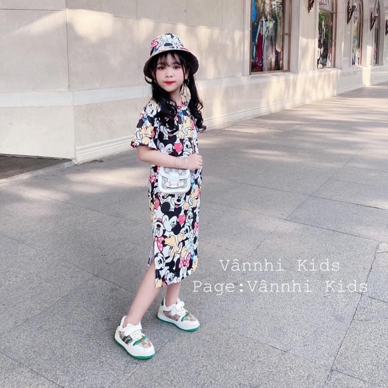 [VÁY BÉ GÁI] Váy hoạt hình kèm mũ 2 màu cho bé gái