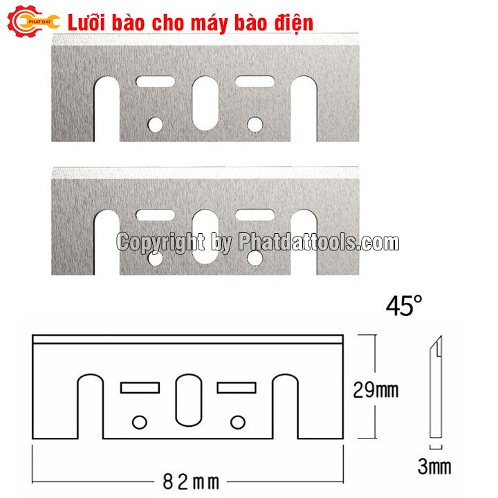 Bộ 2 luỡi bào gỗ bằng thép gió HSS thay thế phù hợp cho các dòng mày bào điện chuyên dụng