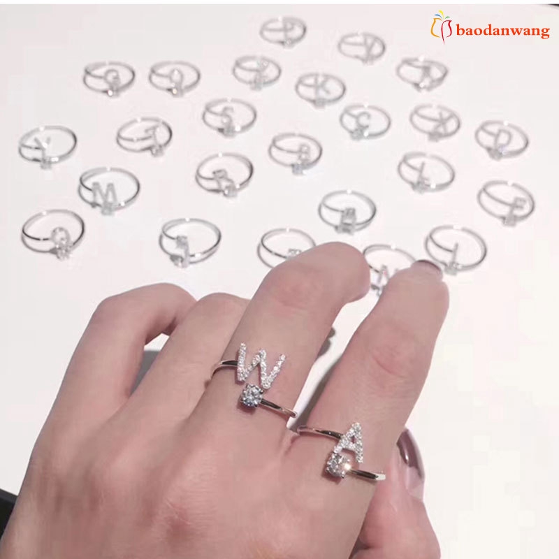 Nhẫn đeo tay với kích cỡ tùy chỉnh cùng họa tiết chữ cái tiếng Anh U/V/W/X/Y/Z tuỳ chọn quý phái cho nữ