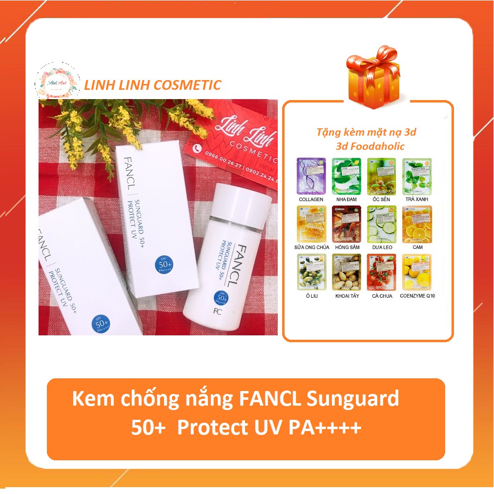 [Tặng kèm mặt nạ] kem chống nắng FANCL Sunguard 50+ Protect UV PA+