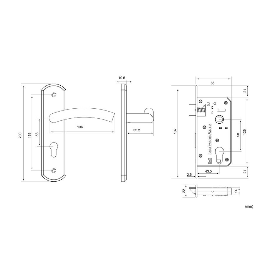 [CHÍNH HÃNG] khóa tay nắm Inox SS 5837 Huy Hoàng màu bạc hiện đại, phù hợp với cửa thông phòng