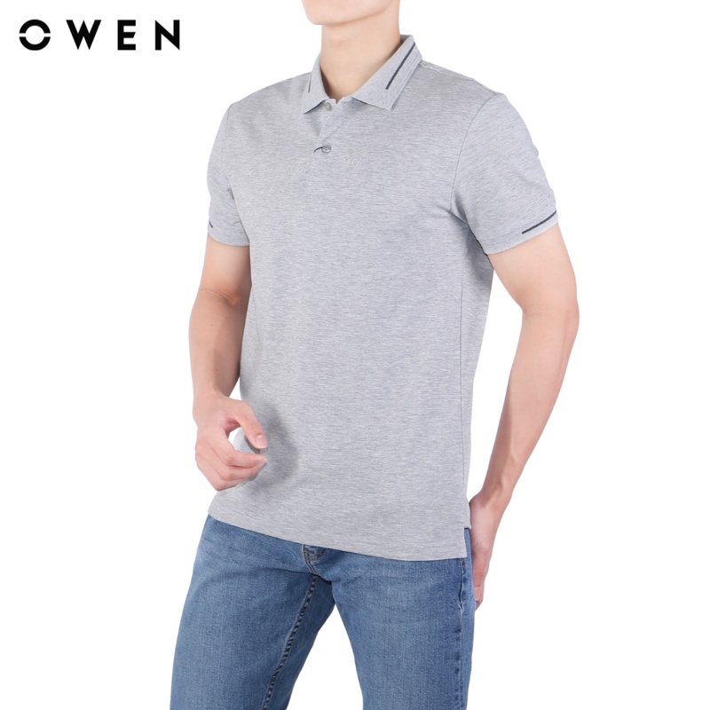 Áo polo Ngắn tay Owen Cotton Bodyfit màu Ghi - APV23704