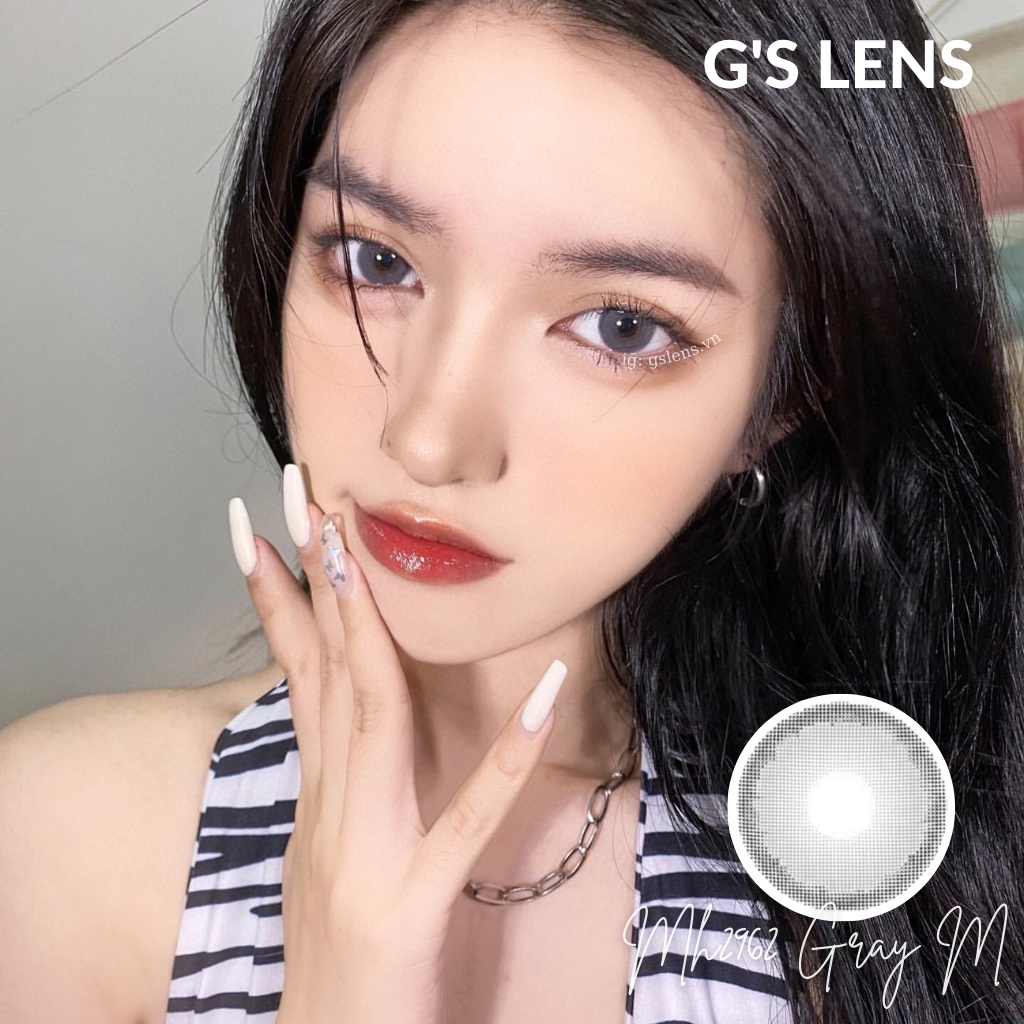 Lens Mắt Kính Áp Tròng Xám Tây Giãn Vừa Size M 14.5mm Có 0 Đến 6 Độ Cận Mh2962 Gray